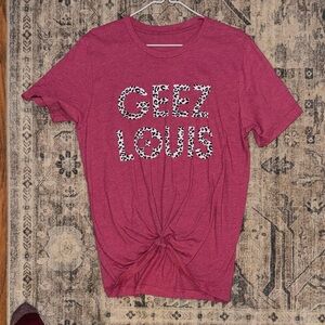 Red Graphic Tee with Knot Detail